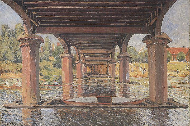 Under the Bridge at Hampton Court,, Alfred Sisley